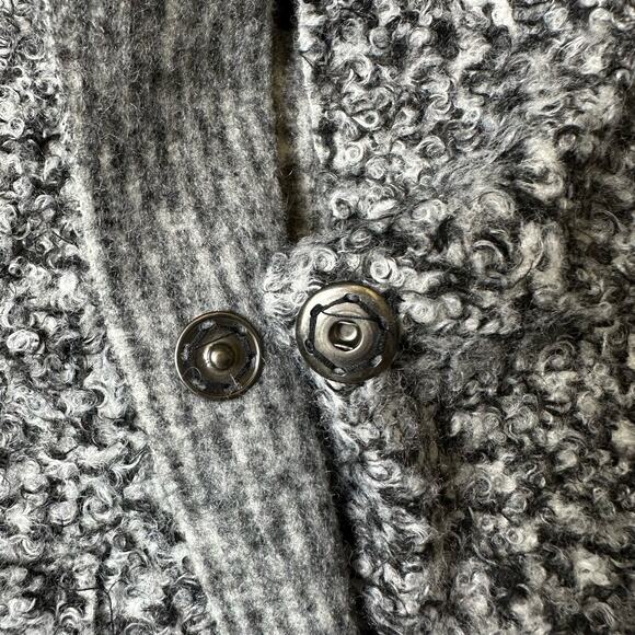 Women’s Italian Bouclé Knit Coat Gray Black Shawl Collar New Collection L 13 - Picture 8 of 8